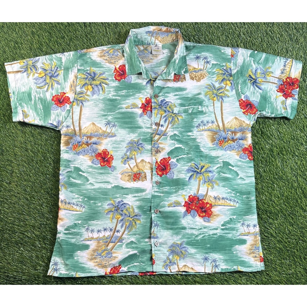 Rima Beachwear Hawaiian Shirt Mens Sz M Bright Color Light Weight Floral Aloha